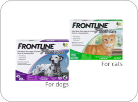 Packages of Frontline for Cats and Dogs