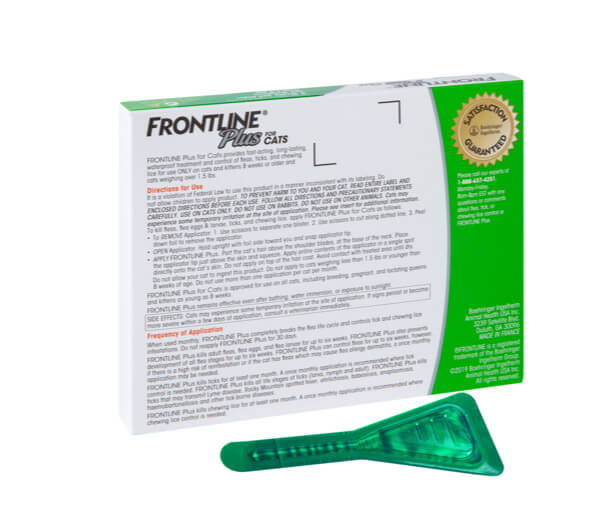 Frontline Plus for Cats package back