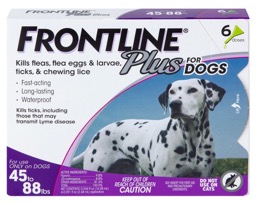 The box of Frontline Plus for dogs