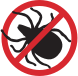 Icon of adult ticks under the no symbol